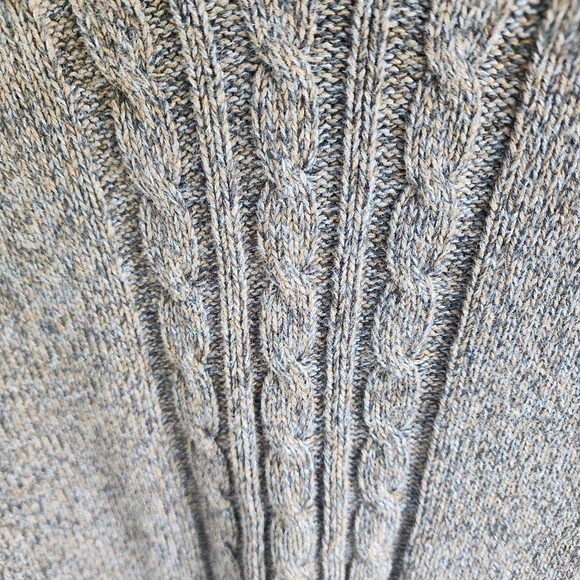 Vintage Cotton Ginny Heathered Brown Knit Cable Knit V-neck Sweater Sz Large - Picture 4 of 8